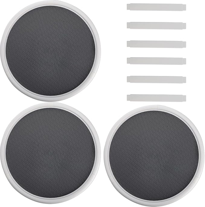 Yesland 3 Tier Lazy Susan Turntable - 12'' Round Tiered Rotating Kitchen Spice Organizer and Non-Skid Organization Storage Container - Tiered Tray for Fruit, Snacks, Cosmetic, Pantry, Bathroom(Grey)