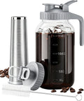 OneDream Cold Brew Coffee Maker - 2 Quart 64oz Stainless Steel Filter Cold Brew Pitcher Jar, No Leaks Cold Brew Mason Jar Coffee Maker, Easy to Clean Cold Coffee Maker