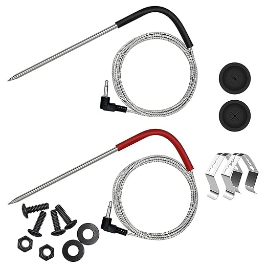Replacement Parts Kit Temp Meat Probe and Replacement Screw Kit 80 PCS, with 2 Pack Probe Grommets, Probe Clips