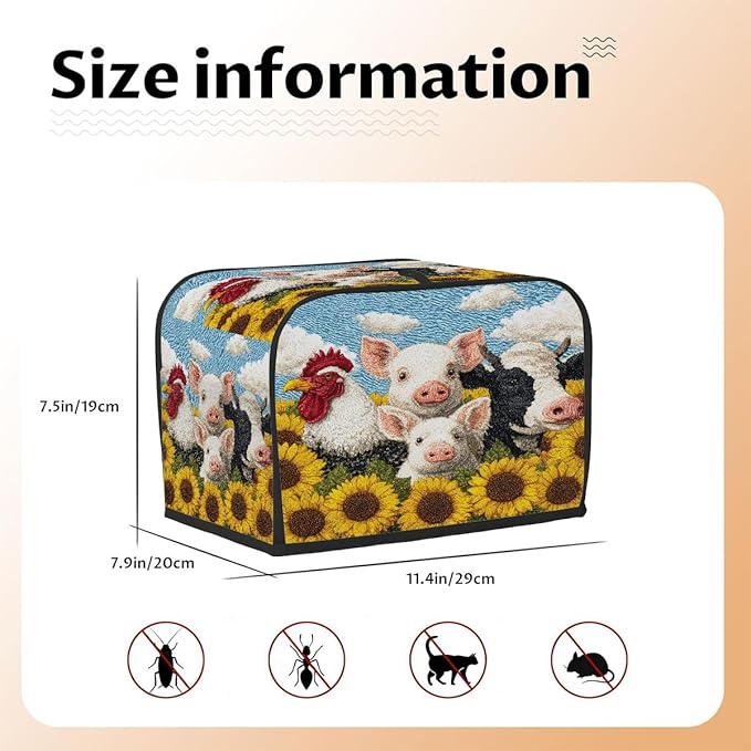 Cute Animal Sunflower 2 Slice Toaster Cover Dust And Fingerprint Bread Maker Cover Bakeware Protector Washable Appliance Covers Kitchen Accessories For Home Kitchen Women Gift