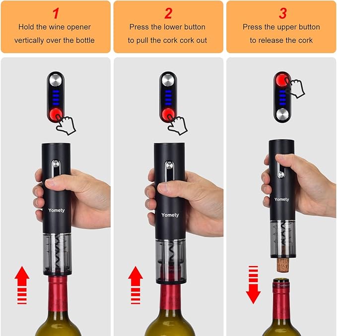 Electric Opener Set With Base, Accessories Including Rechargeable Corkscrew, Aerator, Stoppers and Foil Cutter - Perfect Gifts for Wine Lovers