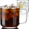 Aquach 22oz Glass Mugs Set of 2, Extra-Large Borosilicate Coffee Tea Cups | Dishwasher/Microwave Safe, Single-walled, Smooth Rim, Extra-Large Capacity, Comfort Handle, Stable Thick Base