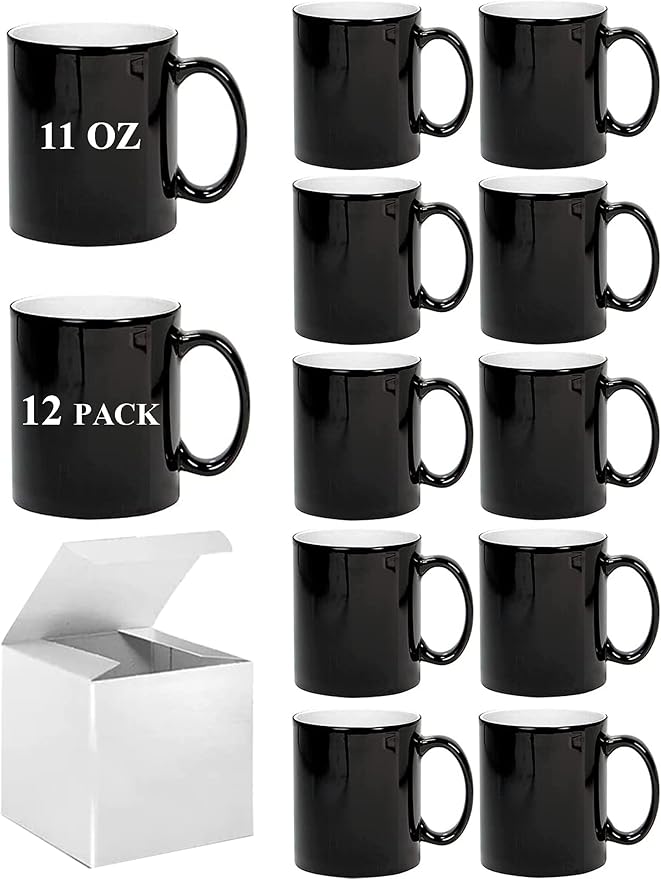 ABBSH Color Changing Coffee Mugs, Sublimation Mugs Magic Mugs Tazas Magicas Para Sublimacion Cups Heat Sensitive Coffee Mugs 11 OZ Set of 12