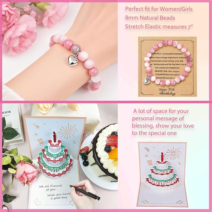 70th Birthday Gifts For Women - Happy Birthday Basket Box for Best Friends, Female Mom, Wife, Daughter, Sister, Girlfriend, Coworker, Bestie