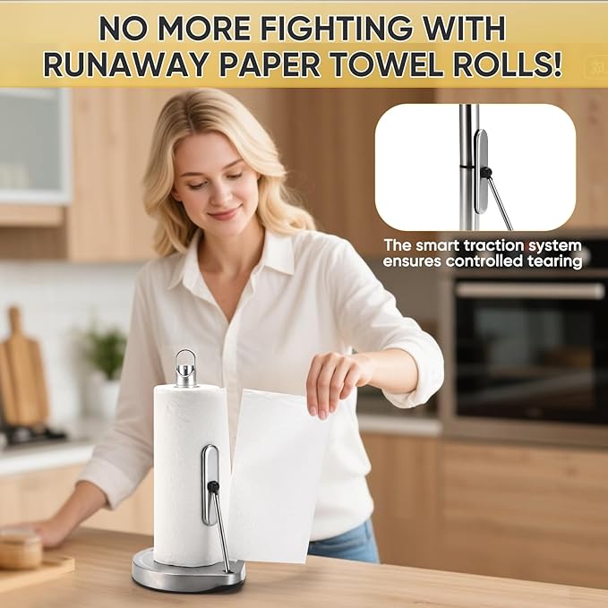 Paper Towel Holder with Spray Bottle for Kitchen Decor and Accessories - Paper Towel Holder Countertop for Kitchen Necessities - Freestanding Paper Towel Holders with Spray Pump for Home Necessities