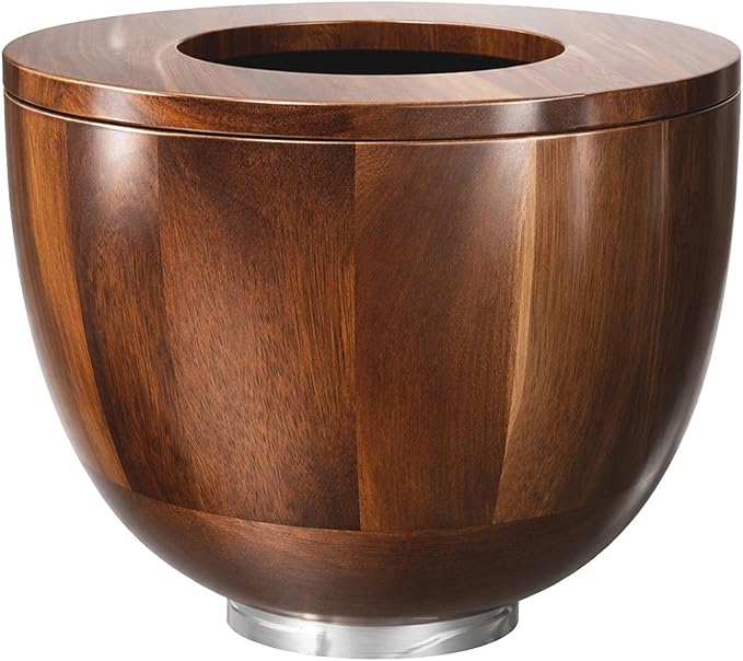 LOVIVO Premium Acacia Wood 5 Quart Mixing Bowl with Splash-Proof Lid, Compatible with KitchenAid 4.5-5 Qt Tilt-Head Stand Mixers, Wooden Bowl for Stand Mixer with Stainless Steel Locking Base