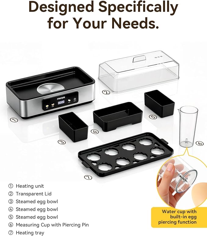 Rapid Egg Cooker for Hard Boiled Eggs, Electric Egg Steamer 3 IN 1 Soft Medium Hard Boiled, Egg Maker with Auto Shut-Off, Egg Boiler for Kitchen Breakfast & Fitness, BPA-Free, Holds 8 Eggs