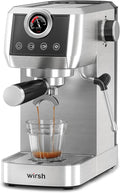 wirsh Espresso Machine,20 Bar Semi-Automatic Espresso Maker with Milk Frother Steamer&Touch Screen,Compact Stainless Steel Expresso Machine for Latte & Cappuccino,42oz Tank,UPGRADE