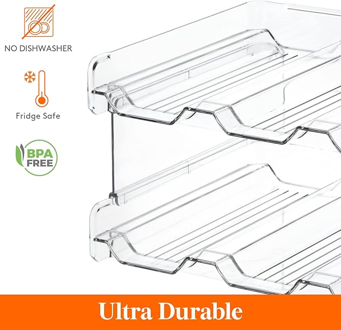 Lifewit Stackable Water Bottle Organizer for Cabinet, Plastic Bottle Holder Fits Bottles/Tumblers up to 3.8" Diameter for Pantry/Countertop, 3 Tier Holds14 Bottles 41 x 20 x 24 cm/16 x 8 x 9.5"
