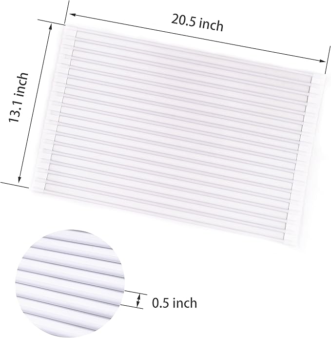 Bigdata&BetterLife Multi Purpose Roll Up Dish Drying Rack White Dish Drying Mat with Rack for Kitchen,Heavy Duty Foldable Silicone-Coated Stainless Steel Sink Dry Rack (White,20.5" x 13.1")