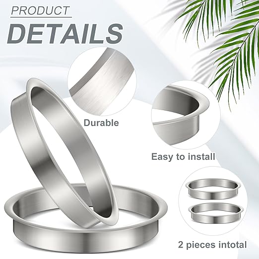 Honeydak 2 Pieces 8" (Nominal) Diameter x 1" Height 304 Polished Stainless Steel 8" x 1" Trash Grommets for Countertop Inserted Trash Kitchen Cabinet Counter Bin, Ease to Install