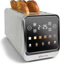 Inspirex Touch Screen Toaster - 4 Slice Long Extra-Wide Slots - 5 Bread Type and 6 Browning Levels - Defrost, Reheat, Favorite, Single Slot Settings - Stainless Steel