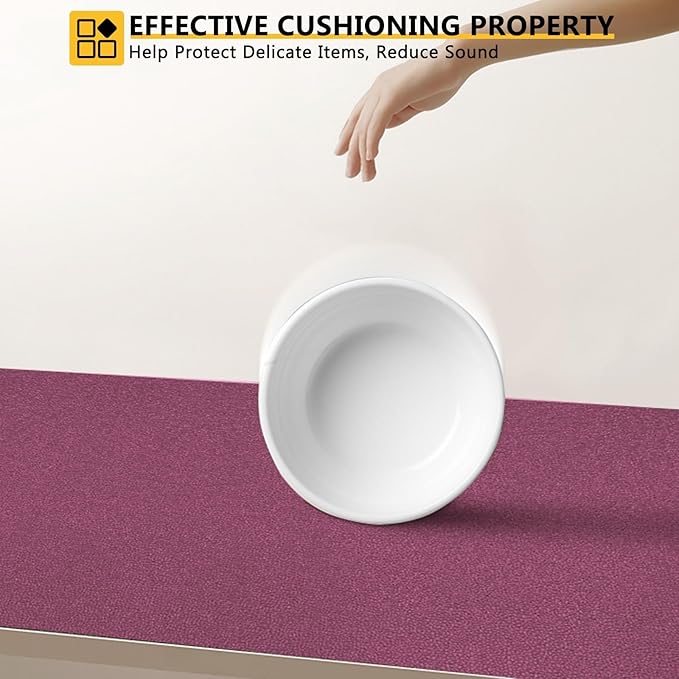 WochiTV Shelf Liner for Cabinets, Drawer Non Adhesive Non Slip Foam Mat for Kitchen, Pantry, Bathroom, Cupboard, Garage, Closet, Shelves, Drawer, Tool Box, Fuchsia 23.6 x 236 inches