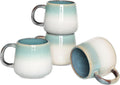 Bosmarlin Ceramic Coffee Mug Set of 4, 17 Oz, Coffee Cups with Big Handle, Microwave and Dishwasher Safe (Green)