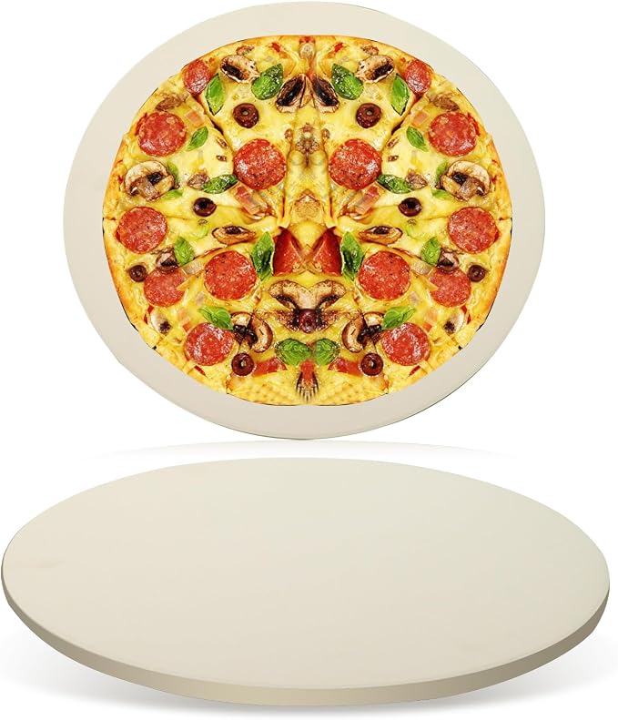 16" Round Pizza Stone, Large Cordierite Bread Baking Stone for Oven, Grill | Safe Circular Cooking Stone for Grill 16 Inch, Ideal for Grilling Baking Several Sizes of Pizzas, Zemibi