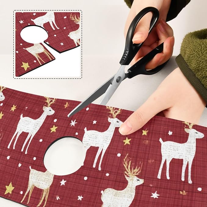Kitchen Sink Splash Guard 2 PCS 30 Inch Sink Faucet Mat Splash Guard for Bathroom Countertop Water Absorbent Foldable Cuttable Soft Washable Red Christmas Reindeer Star Dots