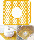 Silicone Sink Protectors for Kitchen - Non-Slip Heat Resistant Grid Mat for Farmhouse Porcelain Stainless Steel, Protects & Cushions Your Sink(Yellow 1PCS, 12.4"x10.4" Center Drain)