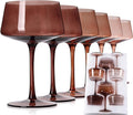 JOVGANK Amber Coupe Glasses Set of 6, Hand Blown Brown Martini Glasses 13Oz, Champagne & Cocktail Luxury Coupe Glasses, Bar Manhattan Glass, Mother's Day Gift for Espresso Martini Glass