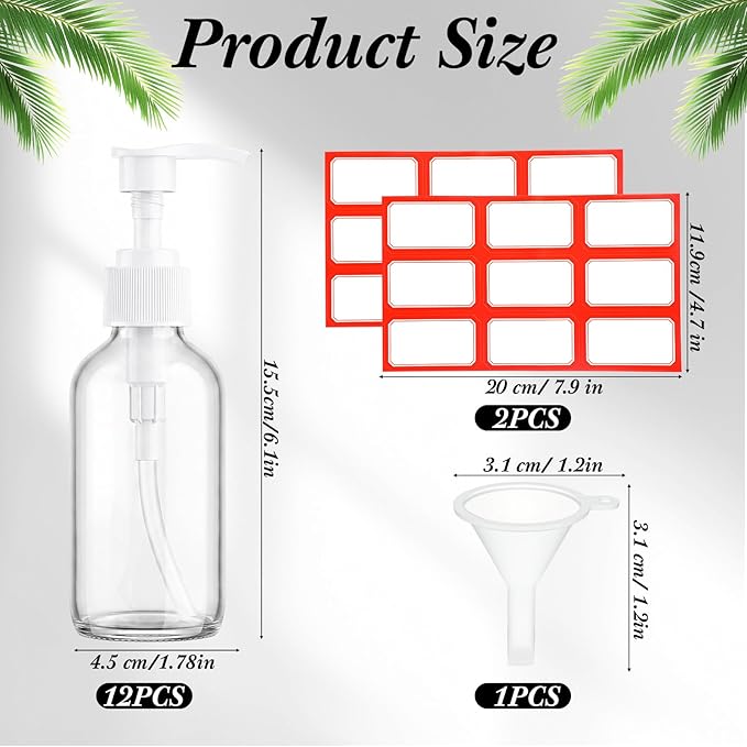 Tanlade Glass Pump Bottle Dispenser 4 oz Travel Bottles with Pump Refillable Glass Containers for Toiletries Lotion Liquid Soap Shampoo Essential Oils Cosmetic Travel Accessories(White)