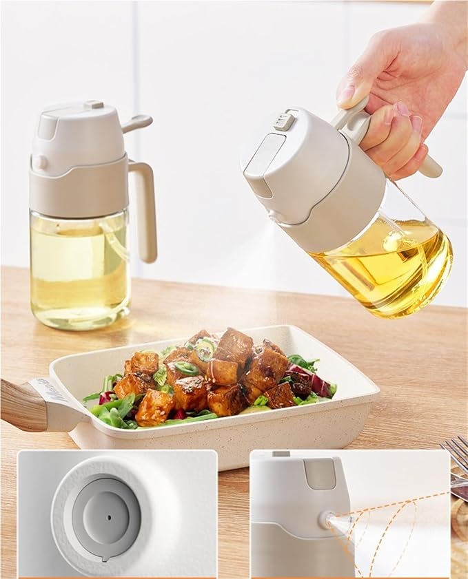 Oil Sprayer, Glass Oil Spray Bottle, Sprayer Mister, Continuous With Portion Control, For Cooking,for Kitchen, Air Fryer(Yellow,550ml)
