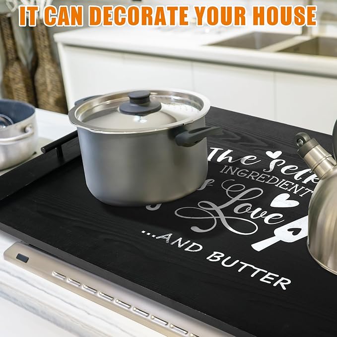 Spiareal Noodle Board Gas Stove Top Cover with Handles Noodle Board Stove Top Cover Farmhouse House Mother's Day Housewarming Gifts for Electric Stovetop Gas Burners Sink Covers(Classic Style)