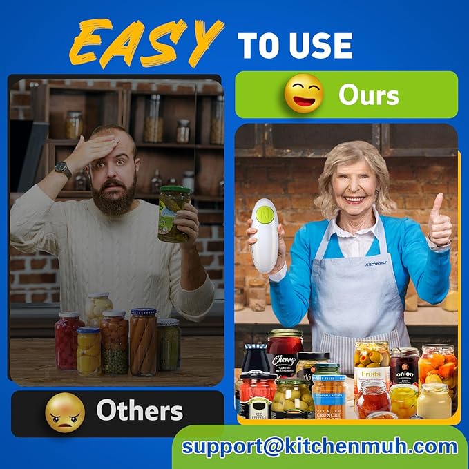 Reusable Silicone Can Lids, Higher Torque Electric Jar Opener for Seniors with Arthritis Fit Almost Jars Size