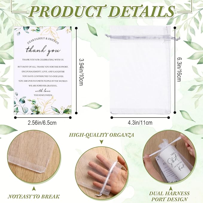 Sliner 100 Set Wedding Favors for Guests Bulk 2oz Acrylic Take a Shot We Tied the Knot Shot Glasses with Thank You Cards Organza Bags for Guest Souvenir Wedding Bridal Shower Gifts (White,Black)
