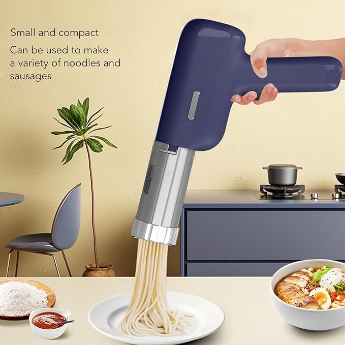 Electric Pasta Maker, Automatic Portable Handheld Noodle Maker with 5 Noodle Mould, Household Cordless Multifunction Spaghetti Ramen Maker, Noodle Press Machine for Homemade