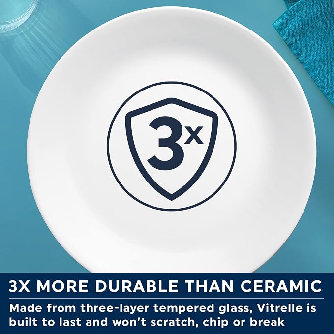 Corelle Dinnerware Set (12pc Set, Mystic Grey)-Dinner Set for 4 Includes 4 x Dinner Plates, Side Plates & Bowls 3 X More Durable, Half The Space & Weight of Ceramic up to 80% Recycled Glass, 1146820
