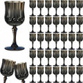 Pinkunn 50 Pcs 7 oz Plastic Vintage Wine Glasses Reusable Colored Goblets Patterned Drinking Water Glasses Cup Dishwasher Safe for Mother's Day Wedding Reception Party Supplies (Black)