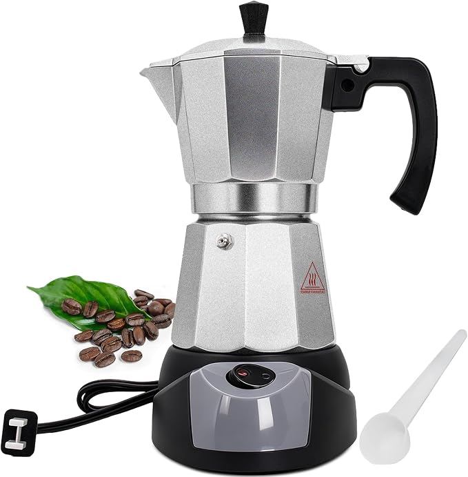 Electric Aluminum Moka Pot 3-6 Cup 150-300ml Stovetop Espresso Maker Portable Electric Expresso Pot Mocha Pot Percolator Italian Coffee Makers Greca Machine Cafe Classic for Home Camping