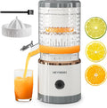 Heynemo Electric Citrus Juicer, 90W Automatic Juice Squeezer with High-Speed 15,000 RPM, Ideal for Lemon, Orange, Soft Fruits, and Grapefruit, Compact and Easy to Clean, Includes Cleaning Brush，Grey