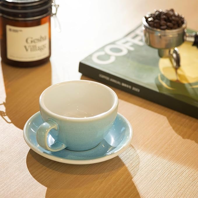 Loveramics 2 Set x 10 oz Latte Art Cup and Saucer (Ice Blue + Berry)