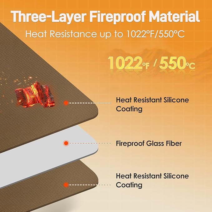 Heat Resistant Mat for Air Fryer, 15 x 18in Heat Resistant Mat for Countertop, Fireproof Silicone Countertop Protector Appliance Slider Hot pod for Air Fryer, Coffee Maker, Toaster, Oven, Light Brown