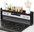 31” Stove Top Shelf, Over the Stove Spice Rack, Wood Space Saving Seasoning Shelf, Kitchen Storage Stand, Kitchen Organization (Black)