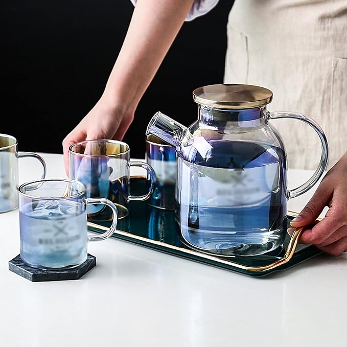 Water Pitcher Glass Pitcher with Spiral Filter High Temperature Resistant Kettle with Lid Large Capacity Teapot with Anti-Scald Handle Iced Tea Pitcher (Size : CH)
