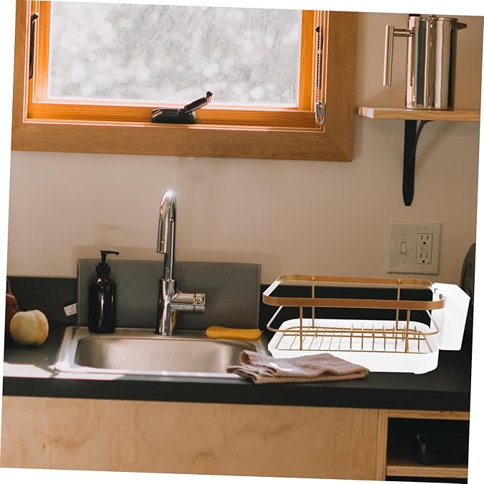 OUNONA 1set Large Capacity Kitchen Dish Rack Over Sink Drying Stand Counter Dish Organizer Drying Rack Cutlery Holder