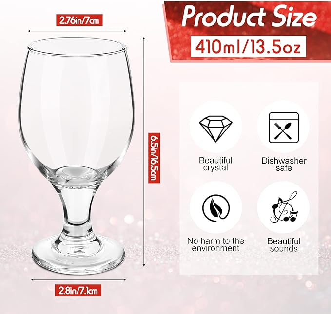 Patelai Set of 72 Water Goblet, 13.5 oz Clear Drinking Glasses Bulk Dishwasher Safe, Stemmed Water Glass for Juice Wine Beer Tea Sangria Cold Beverages, Reusable Glassware for Home Party Restaurant