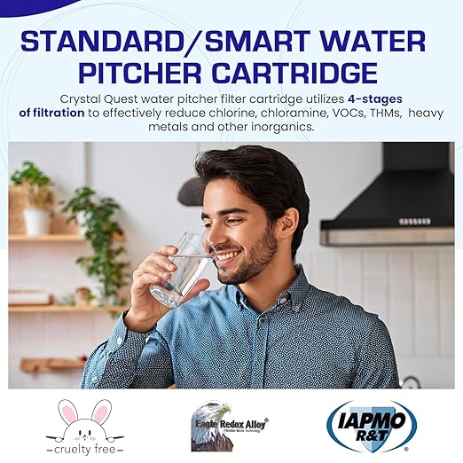 Crystal Quest Standard/SMART Water Filter Pitcher Cartridge – Advanced Filtration for Clean, Healthy Water, Removes Contaminants, Long-Lasting, Easy Installation, 2,000 Gallons [Pack of 2]
