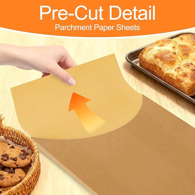 400 Pack Parchment Paper Sheets, 12 x 16 Inch No-Stick Pre-Cut Baking Paper Sheets, Half Sheet Parchment Paper for Cooking, Grilling, Steaming, Oven, Air Fryer, Microwave
