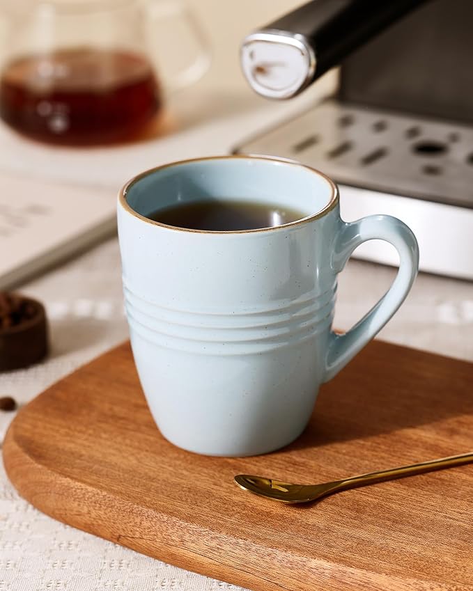 famiware Jupiter Coffee Mugs Set of 4, 13oz Coffee Mug, Microwave and Dishwasher Safe, Coffee Cups with Handle for Coffee, Tea, Cocoa, Milk, Light Blue