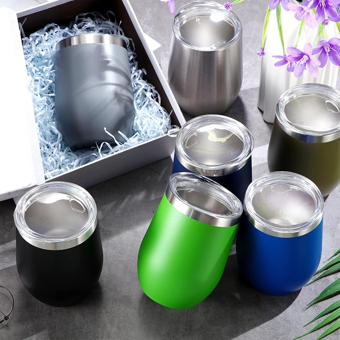Inbagi 30 Pack 12 oz Stainless Steel Tumblers Bulk with Lids and Straws, Double Wall Insulated Wine Tumblers for Wedding Party Favors, Bridal Shower, Birthday Event Gifts (Multi Colors)