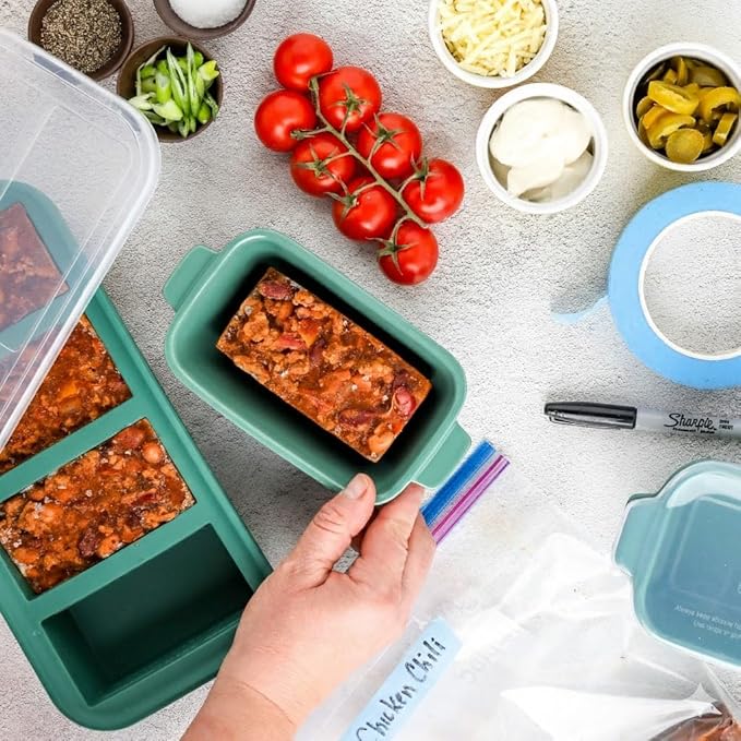 Souper Cubes Ceramic Baking Dishes 2.0-5" x 3" Small Casserole Dishes for Oven with Silicone Lids, Oven, Microwave and Air Fryer Safe,USA Made, Set of 4 - Kale