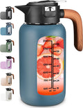84oz Glass Pitcher with Lid and Handle Borosilicate Glass Water Jug/Carafe for Hot & Cold Beverages, 2.5Liter Large Pitcher with Silicone Sleeve & Wide Mouth, Fridge Safe for Iced Tea, Coffee, Juice
