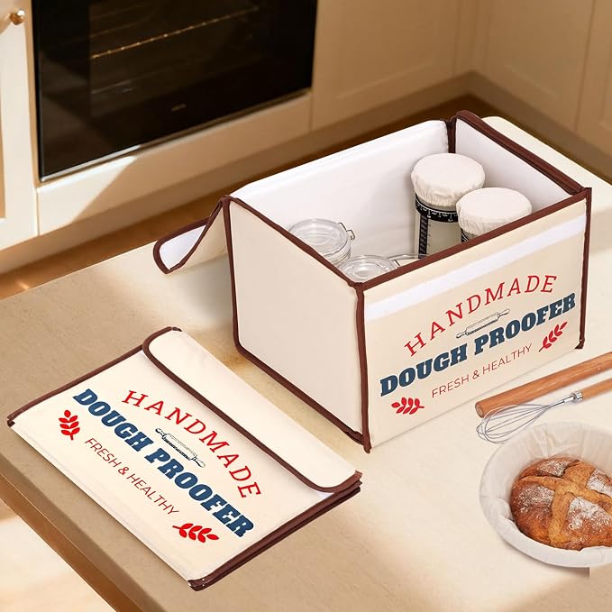 Bread Proofing Box with Heater, 50-130℉ Constant Temp Dough Proofer, 3-Sided Heating & 24H Timer, Foldable Fermentation Box for Sourdough Starter, Pizza Dough, Yogurt