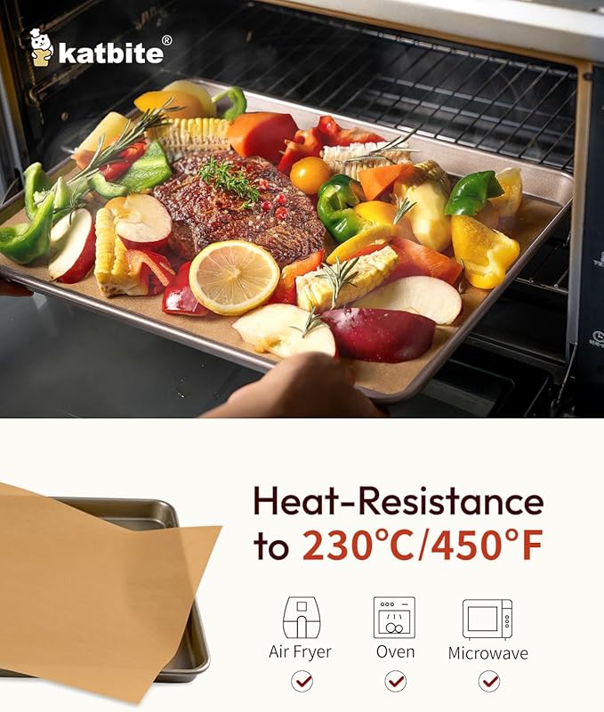 Katbite 75Pcs Unbleached Parchment Paper Sheets 12x16IN, Pre-Cut Heavy Duty Parchment Baking Paper, Non-Stick Half Sheet Brown Baking Parchment Paper for Air Fryer, Baking Cookie [Extra Strong Series]