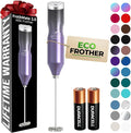 Zulay Kitchen Powerful Frother Wand AA Batteries Included, Ultra Fast Handheld Drink Mixer, Comfort Milk Frother, Stainless Steel Whisker, Frother Handheld for Coffee, Protein & Matcha - Frothmate 2.0