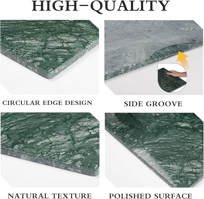 Marble Cutting Board for Kitchen 12×16In – Stone Cutting Board，Marble Pastry Board for Baking, Cheese，Charcuterie, Granite Cutting Board for Durable and Elegant Food Preparation (Green12×16In)