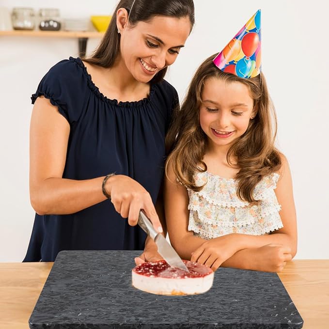 Lovdeco Marble Cutting Board, Pastry Board For Kitchen, Large Black Marble Slab Gift With Non-Slip Feets, 16x20 Inch, 1 Piece