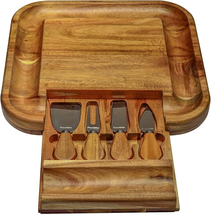 Picnic at Ascot Cheese/Charcuterie Board with Cheese Knives and Markers- Designed & Quality Checked in The USA